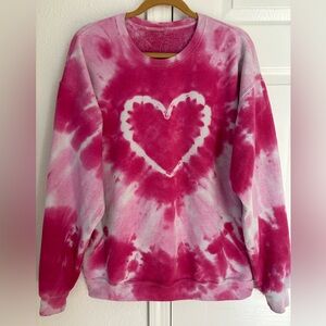Urban Outfitters Pink Tie-Dye Heart Sweatshirt